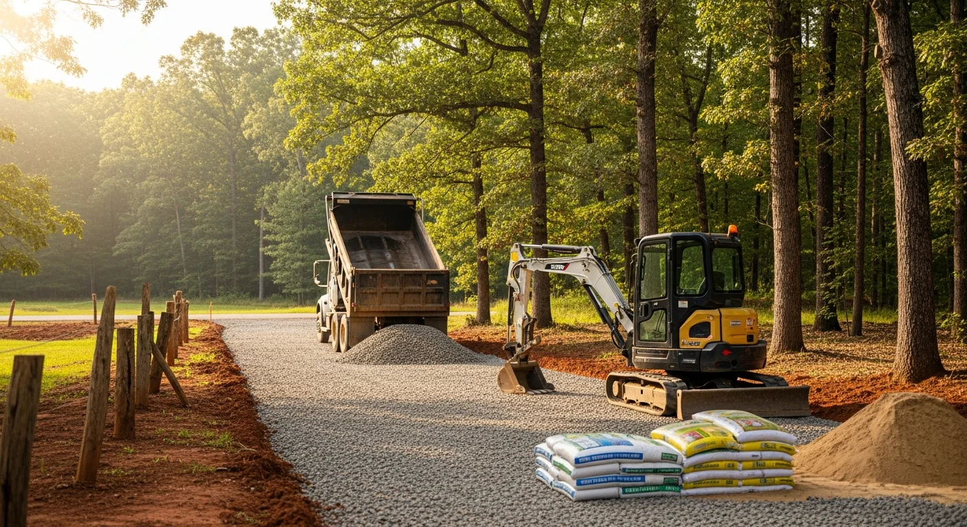 Gravel delivery and driveway preparation